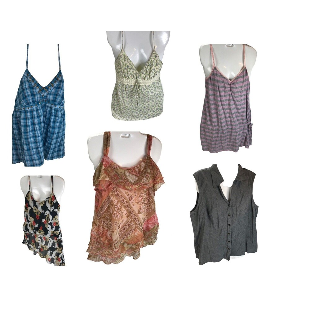 Lot of 6 Tops women Jr XL Eyeshadow St Johns Bay Mudd Vtg Y2K sleeveless